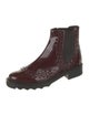 Tod's Patent Leather Colorblock Pattern Chelsea Boots