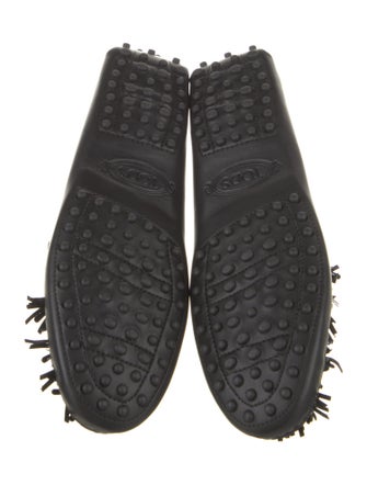 Tod's Leather Fringe Trim Accent Loafers
