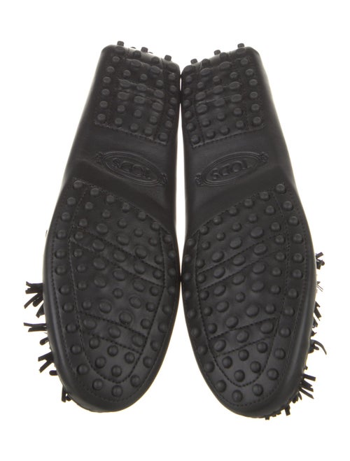 Tod's Leather Fringe Trim Accent Loafers