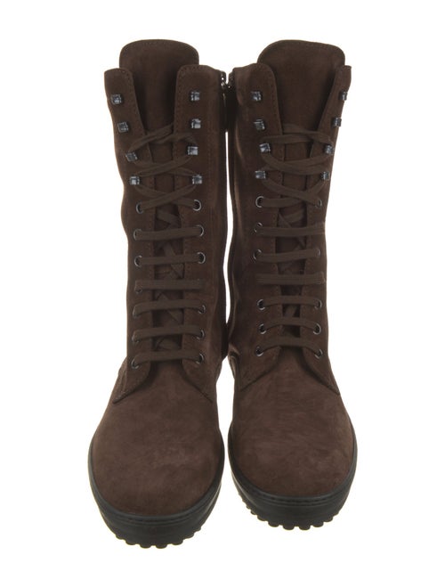 Tod's Suede Colorblock Pattern Lace-Up Boots
