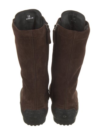 Tod's Suede Colorblock Pattern Lace-Up Boots