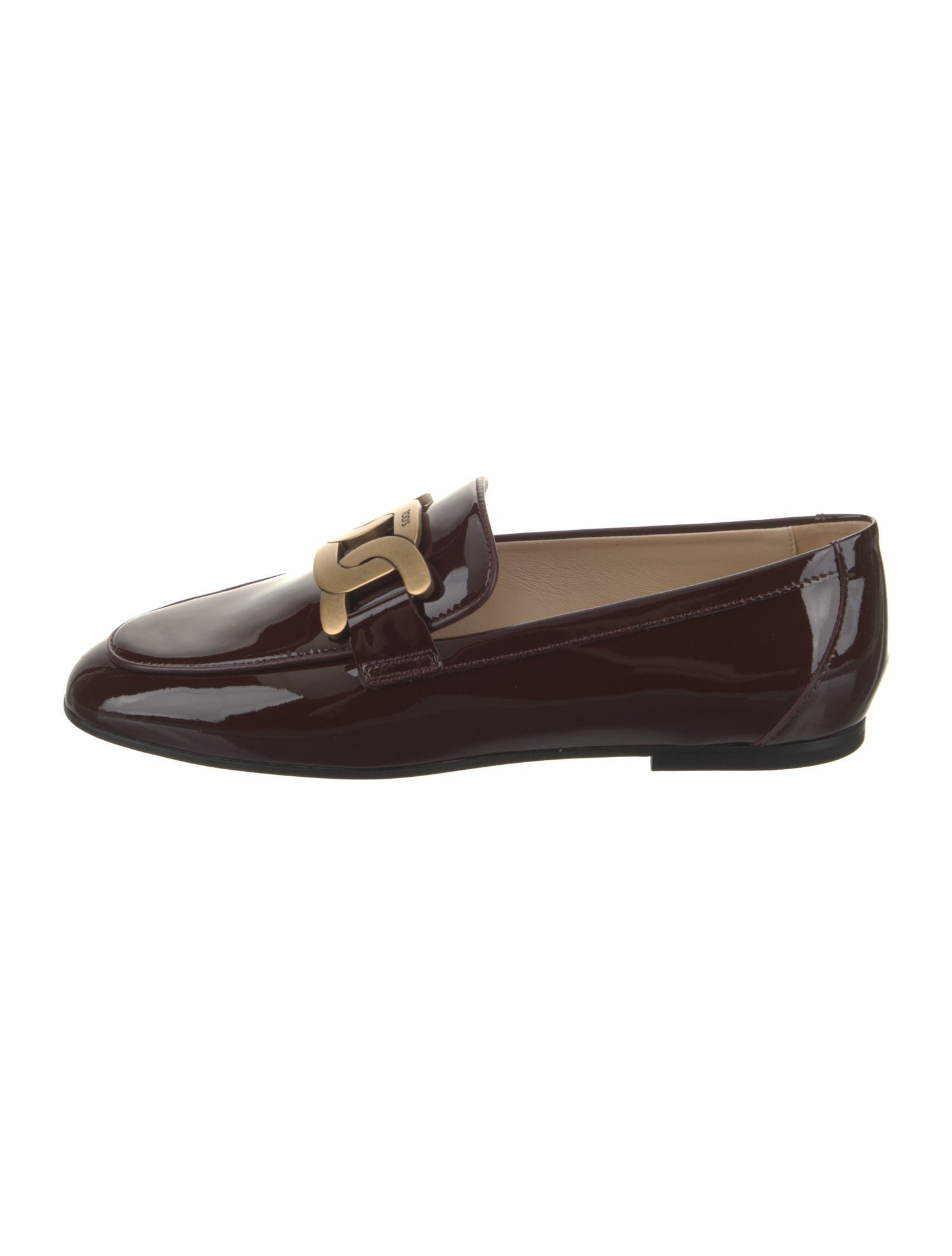 Tod's Patent Leather Chain-Link Accents Loafers