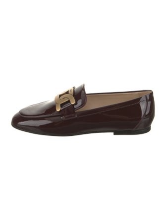 Tod's Patent Leather Chain-Link Accents Loafers