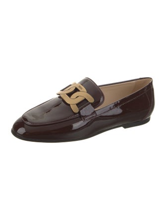 Tod's Patent Leather Chain-Link Accents Loafers