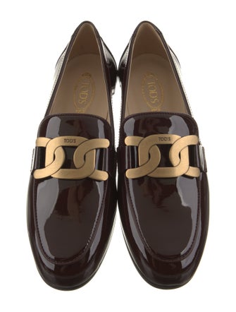 Tod's Patent Leather Chain-Link Accents Loafers