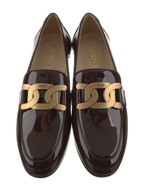 Tod's Patent Leather Chain-Link Accents Loafers