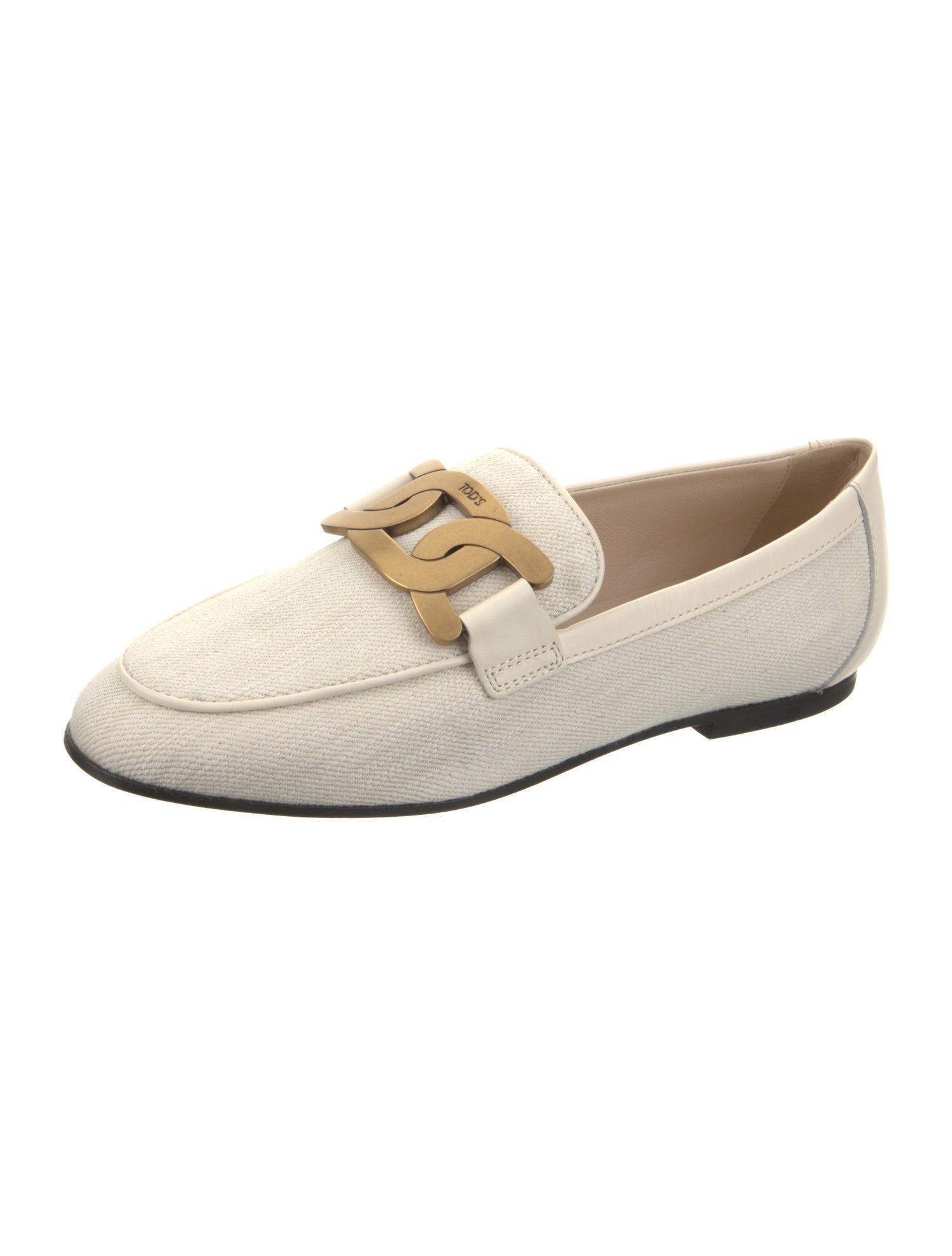 Tod's Canvas Chain-Link Accents Loafers