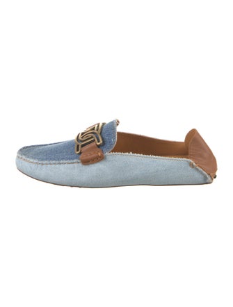 Tod's Denim Colorblock Pattern Loafers