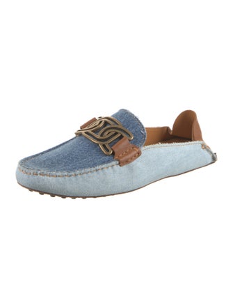 Tod's Denim Colorblock Pattern Loafers