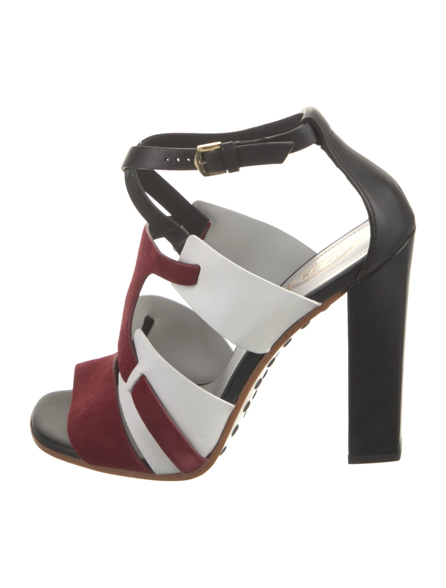 Tod's Suede Colorblock Pattern Sandals