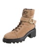 Tod's Suede Leather Trim Embellishment Combat Boots