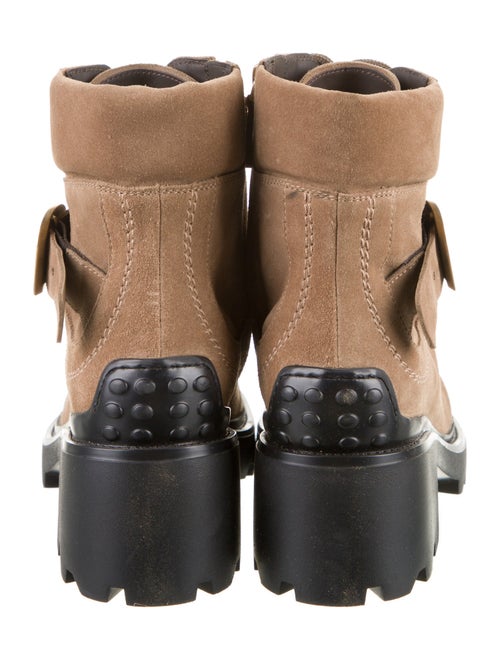 Tod's Suede Leather Trim Embellishment Combat Boots