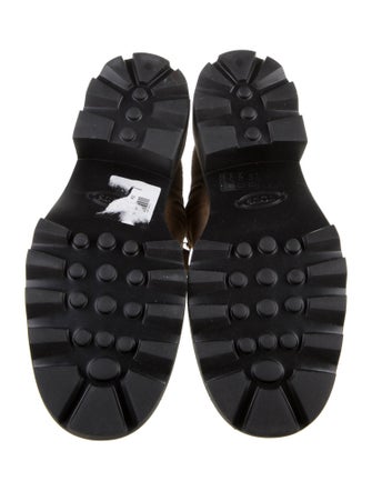 Tod's Suede Leather Trim Embellishment Combat Boots