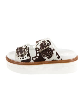 Tod's Ponyhair Animal Print Slides