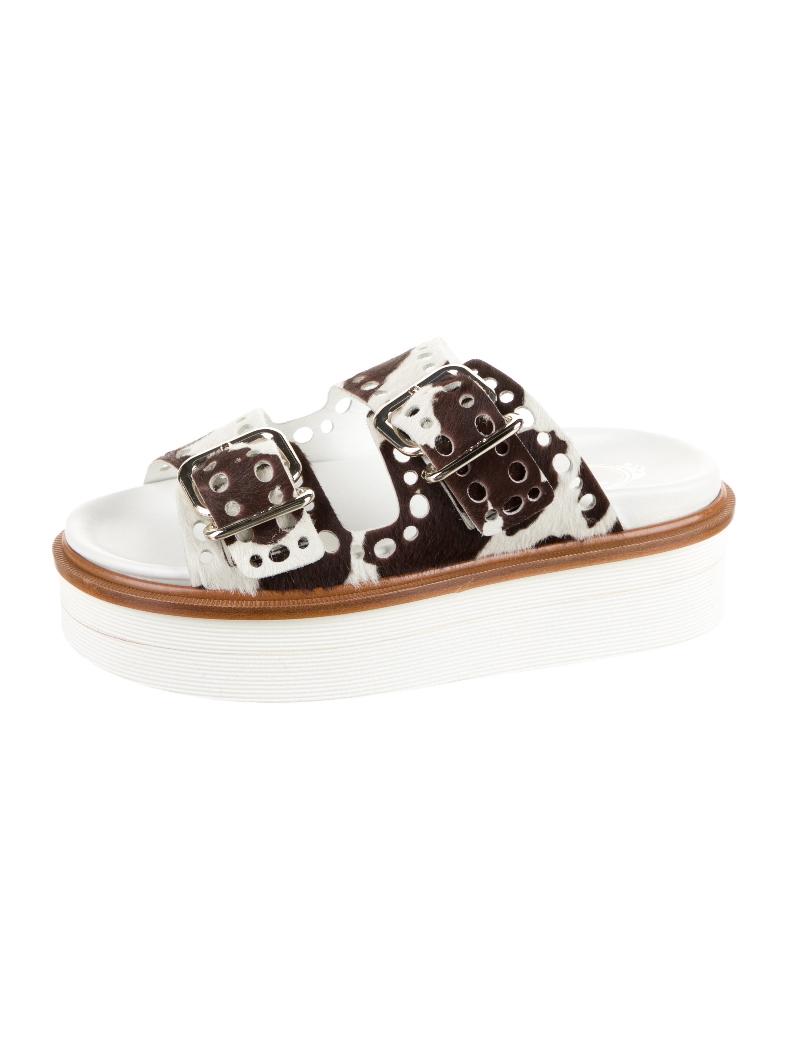 Tod's Ponyhair Animal Print Slides