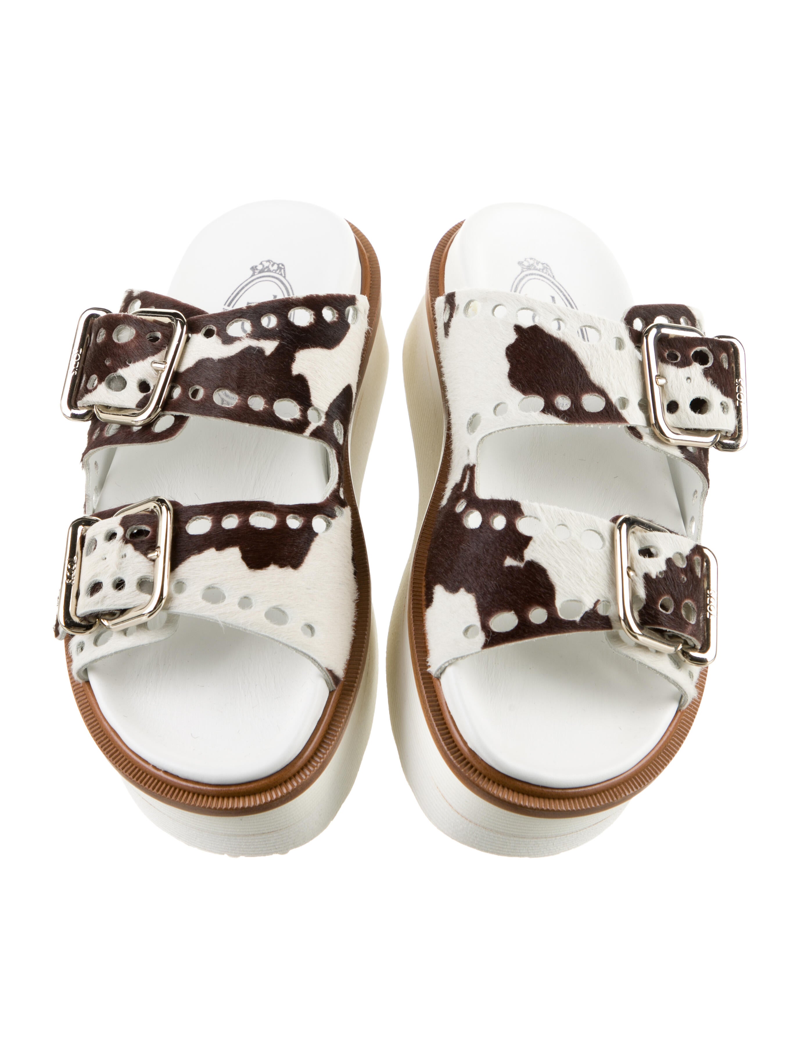 Tod's Ponyhair Animal Print Slides