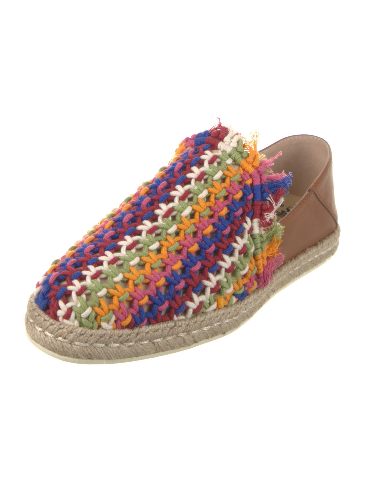 Tod's Striped Leather Trim Embellishment Espadrilles