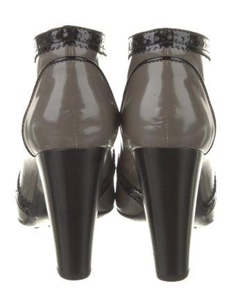 Tod's Patent Leather Lasercut Accents Lace-Up Boots