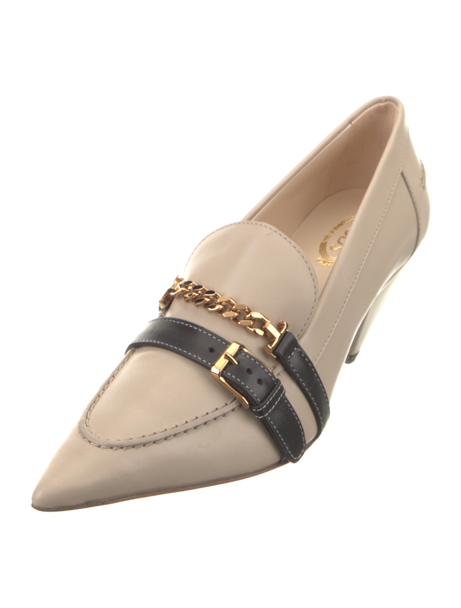 Tod's Leather Chain-Link Accents Pumps