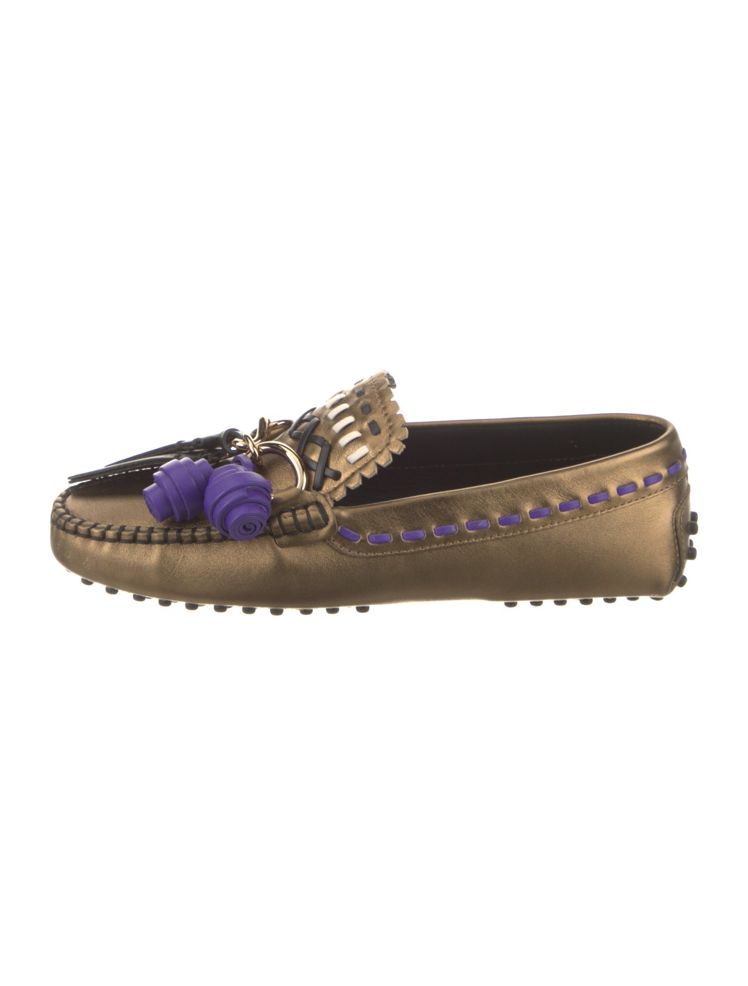 Tod's Leather Whipstitch Trim Moccasins