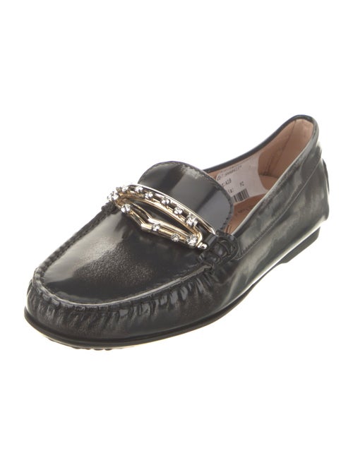 Tod's Patent Leather Crystal Embellishments Loafers