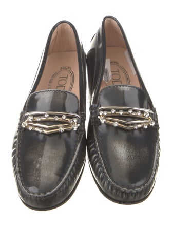 Tod's Patent Leather Crystal Embellishments Loafers