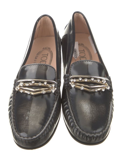 Tod's Patent Leather Crystal Embellishments Loafers
