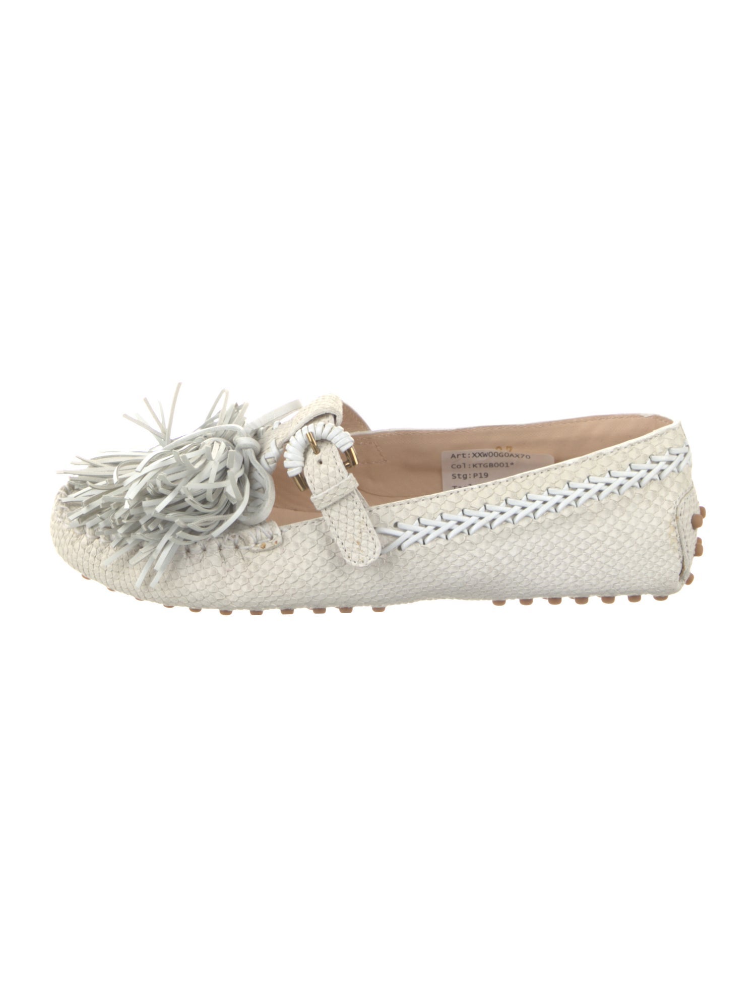 Tod's Embossed Leather Tassel Accents Moccasins