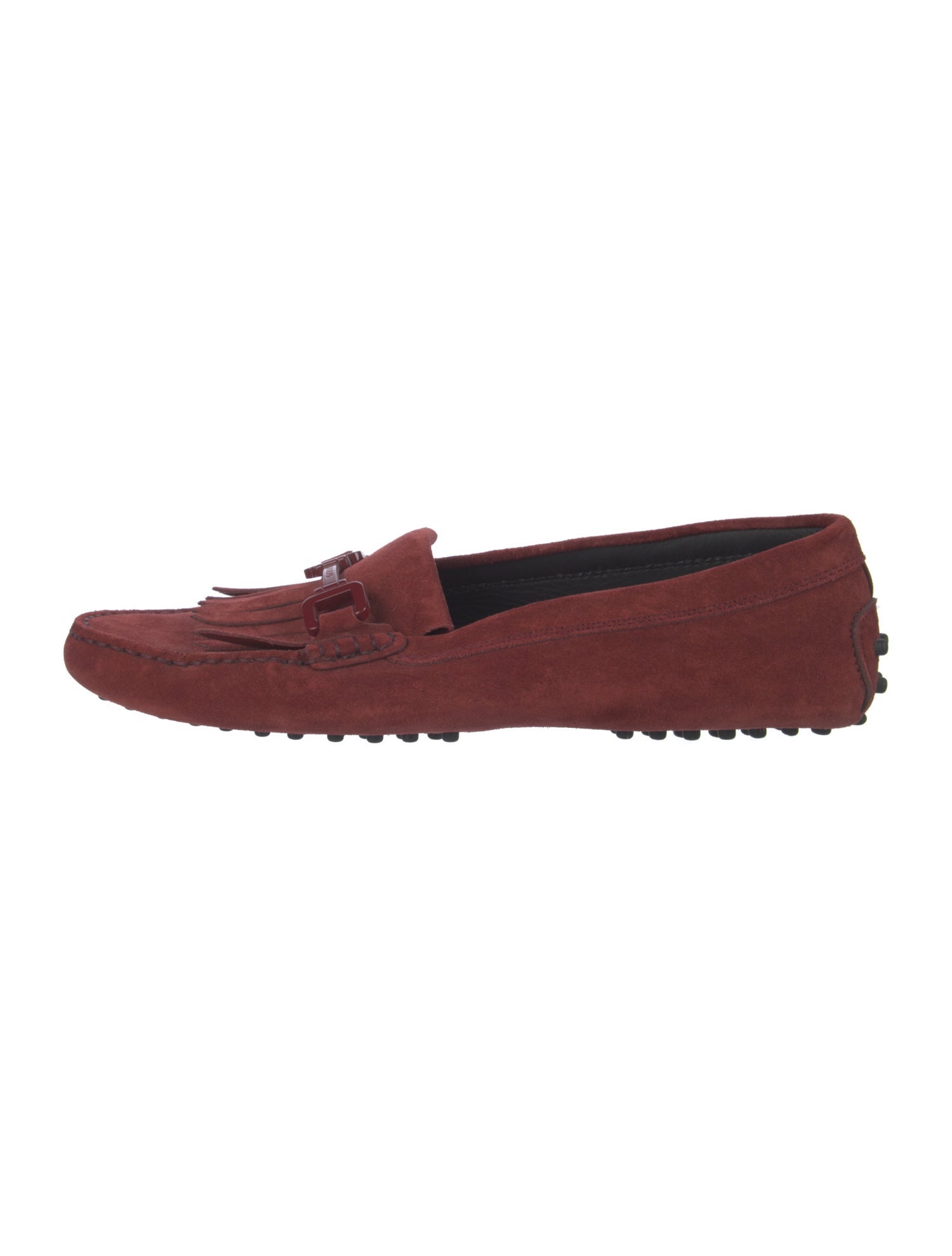 Tod's Suede Fringe Trim Accent Loafers