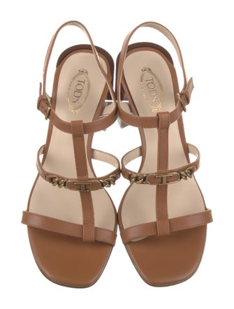 Tod's Leather T-Strap Sandals