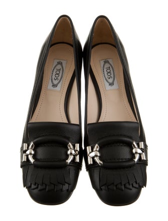 Tod's Leather Fringe Trim Accent Pumps