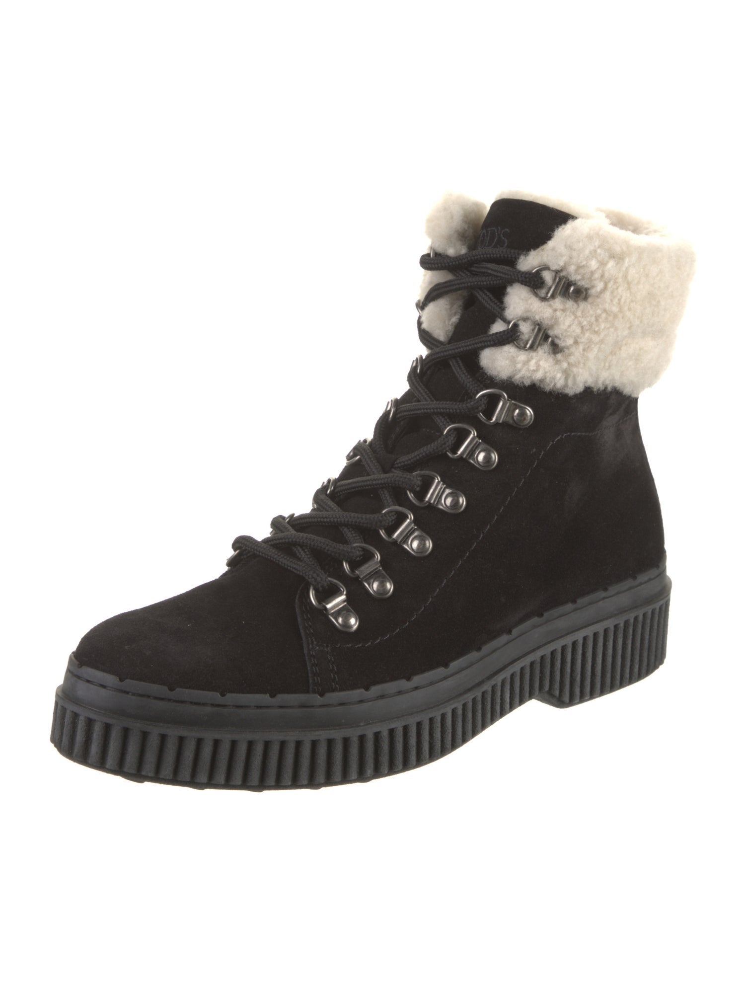 Tod's Suede Colorblock Pattern Combat Boots