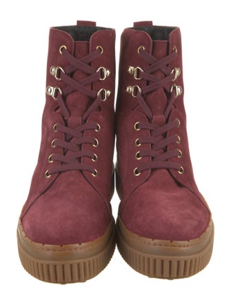 Tod's Suede Colorblock Pattern Combat Boots