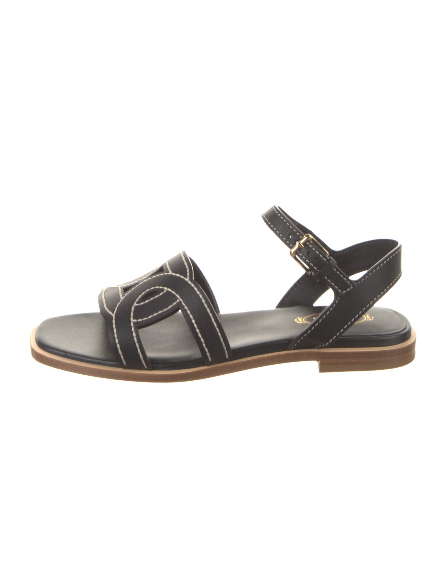 Tod's Leather Embroidered Accent Sandals