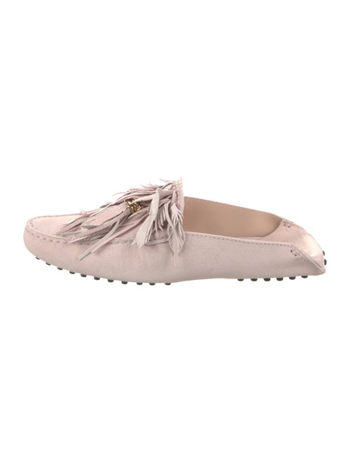Tod's Suede Fringe Trim Accent Mules
