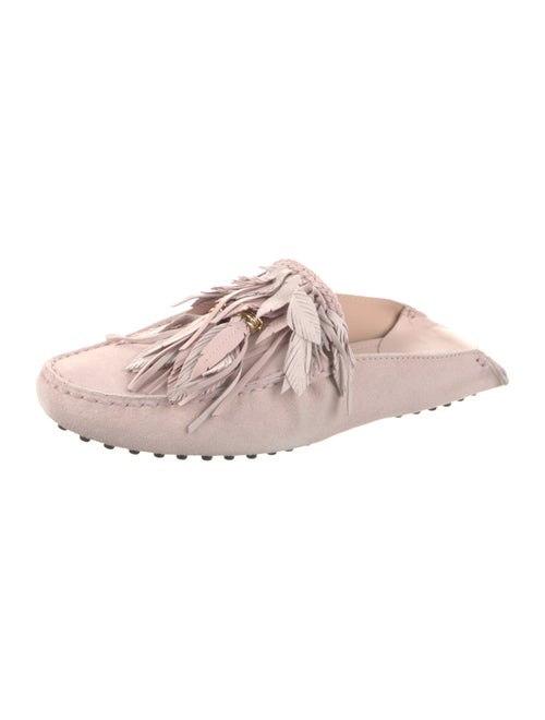 Tod's Suede Fringe Trim Accent Mules