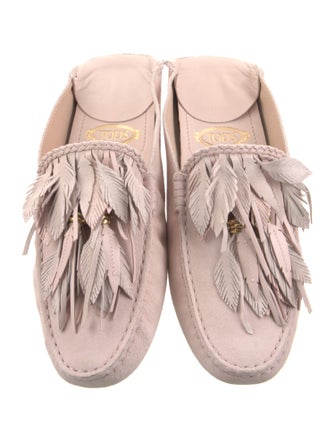 Tod's Suede Fringe Trim Accent Mules