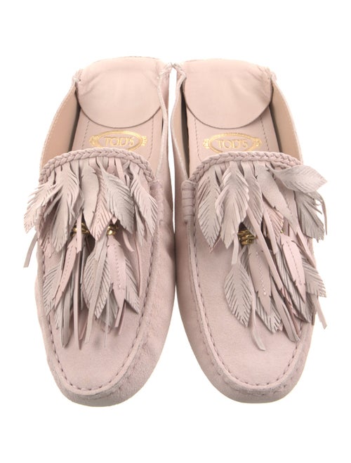 Tod's Suede Fringe Trim Accent Mules