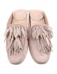 Tod's Suede Fringe Trim Accent Mules