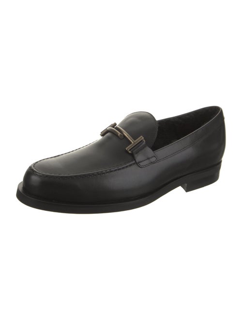 Tod's Leather Faux Fur Trim Loafers