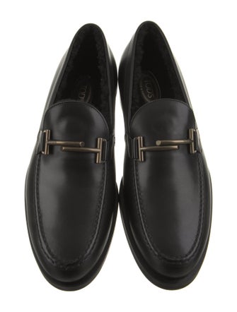 Tod's Leather Faux Fur Trim Loafers