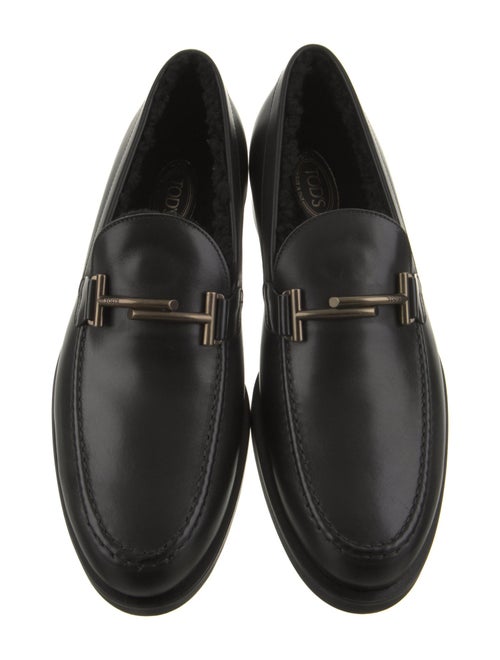 Tod's Leather Faux Fur Trim Loafers