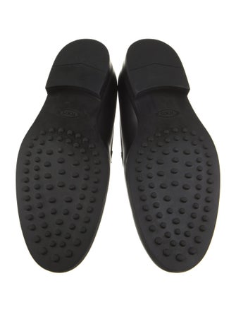 Tod's Leather Faux Fur Trim Loafers