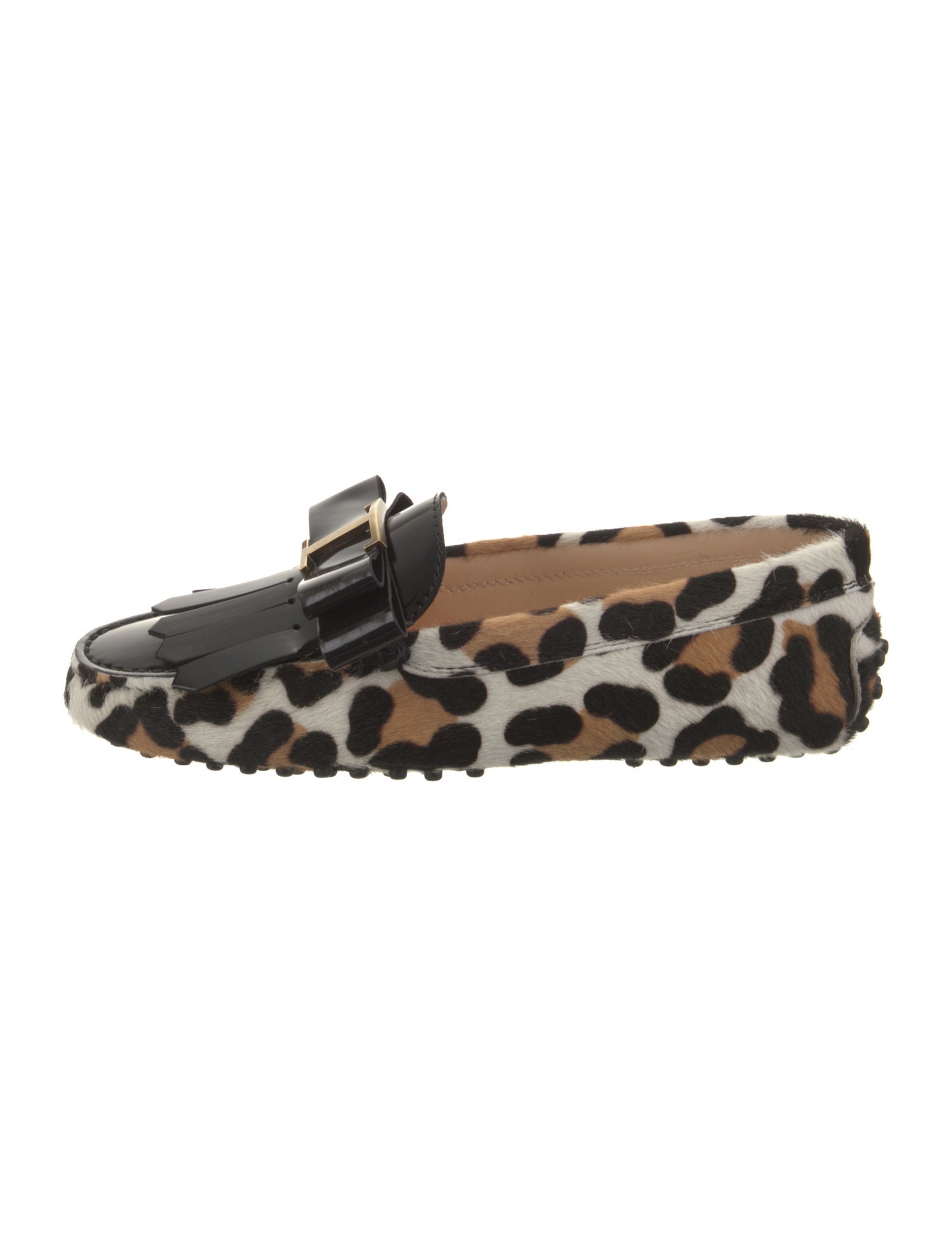 Tod's Ponyhair Animal Print Moccasins