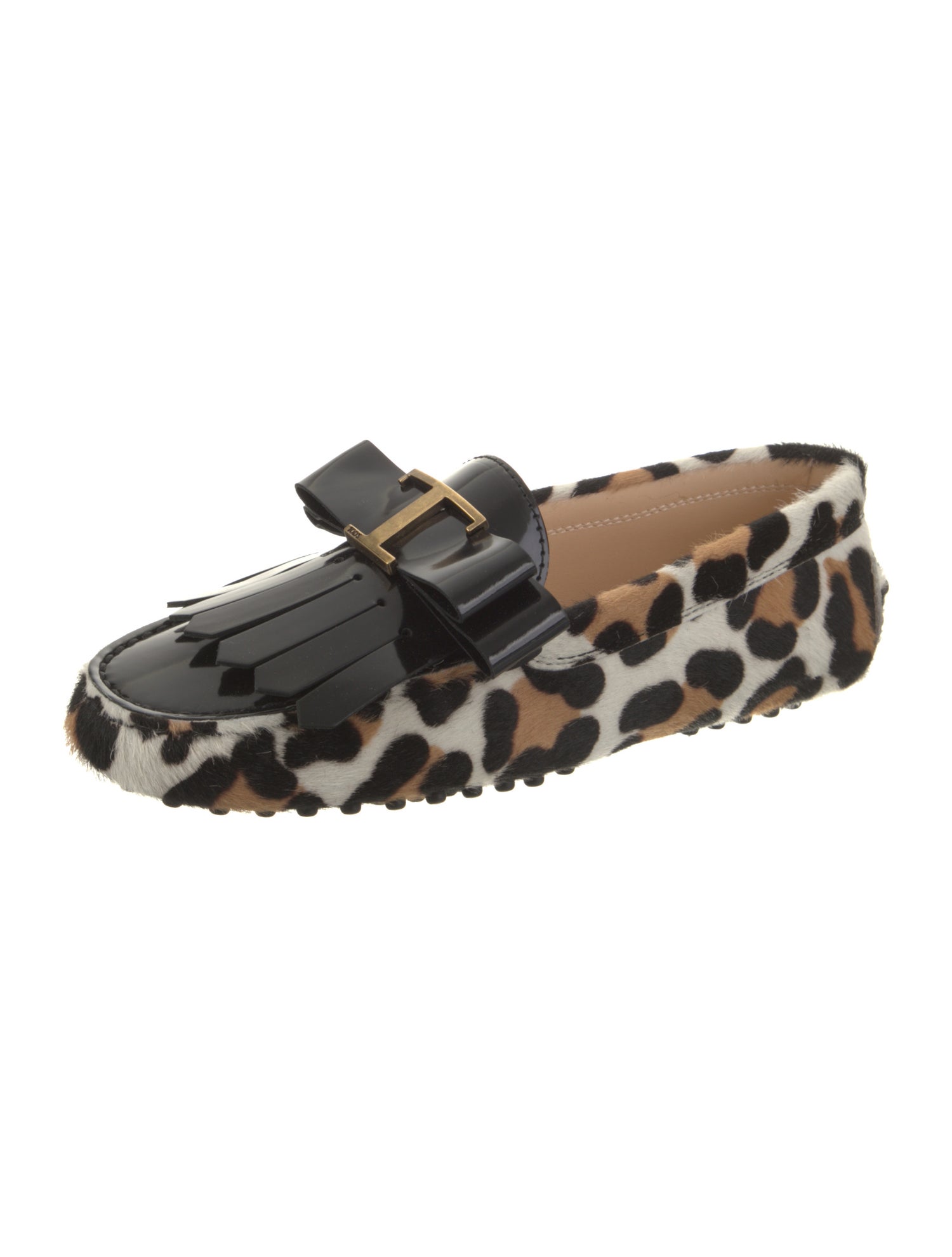 Tod's Ponyhair Animal Print Moccasins