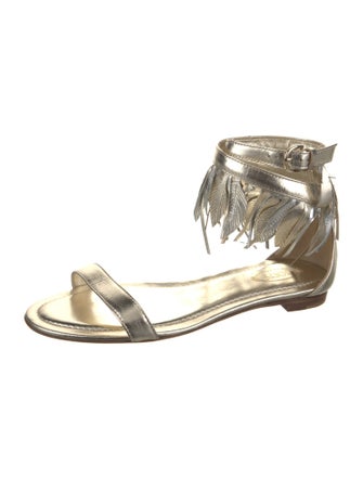 Tod's Leather Fringe Trim Accent Sandals