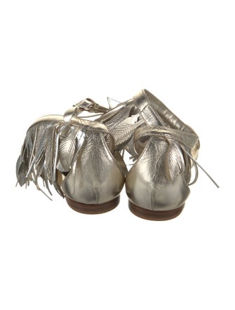 Tod's Leather Fringe Trim Accent Sandals