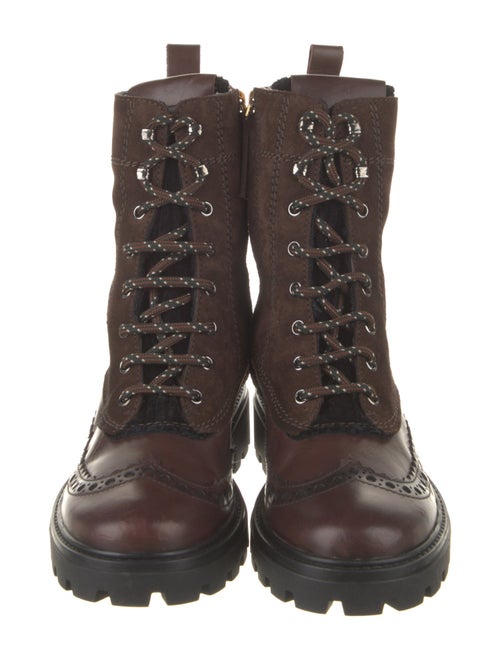 Tod's Suede Colorblock Pattern Combat Boots