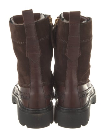 Tod's Suede Colorblock Pattern Combat Boots