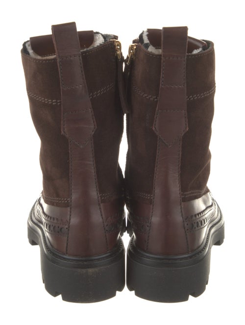 Tod's Suede Colorblock Pattern Combat Boots